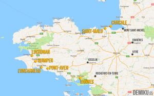 Mapa Pueblos bonitos de Bretaña, Francia